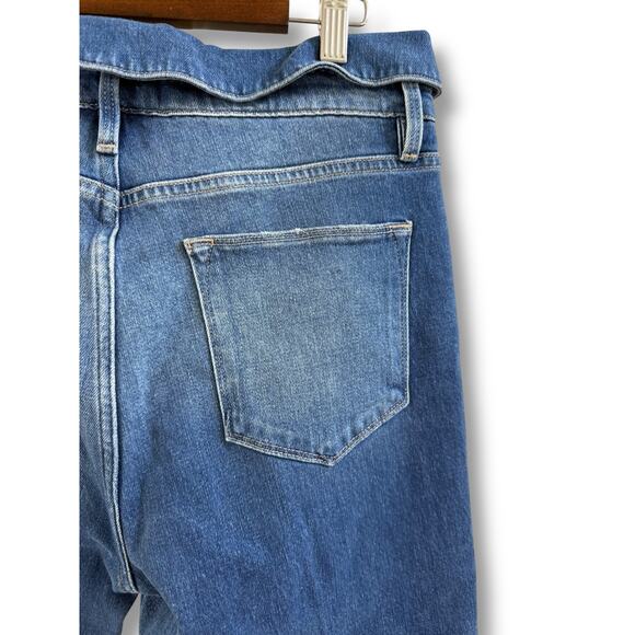 FRAME Le High Straight Fold Over Waist Stretch Ankle Cropped Denim Jeans Size 28 - Picture 8 of 14